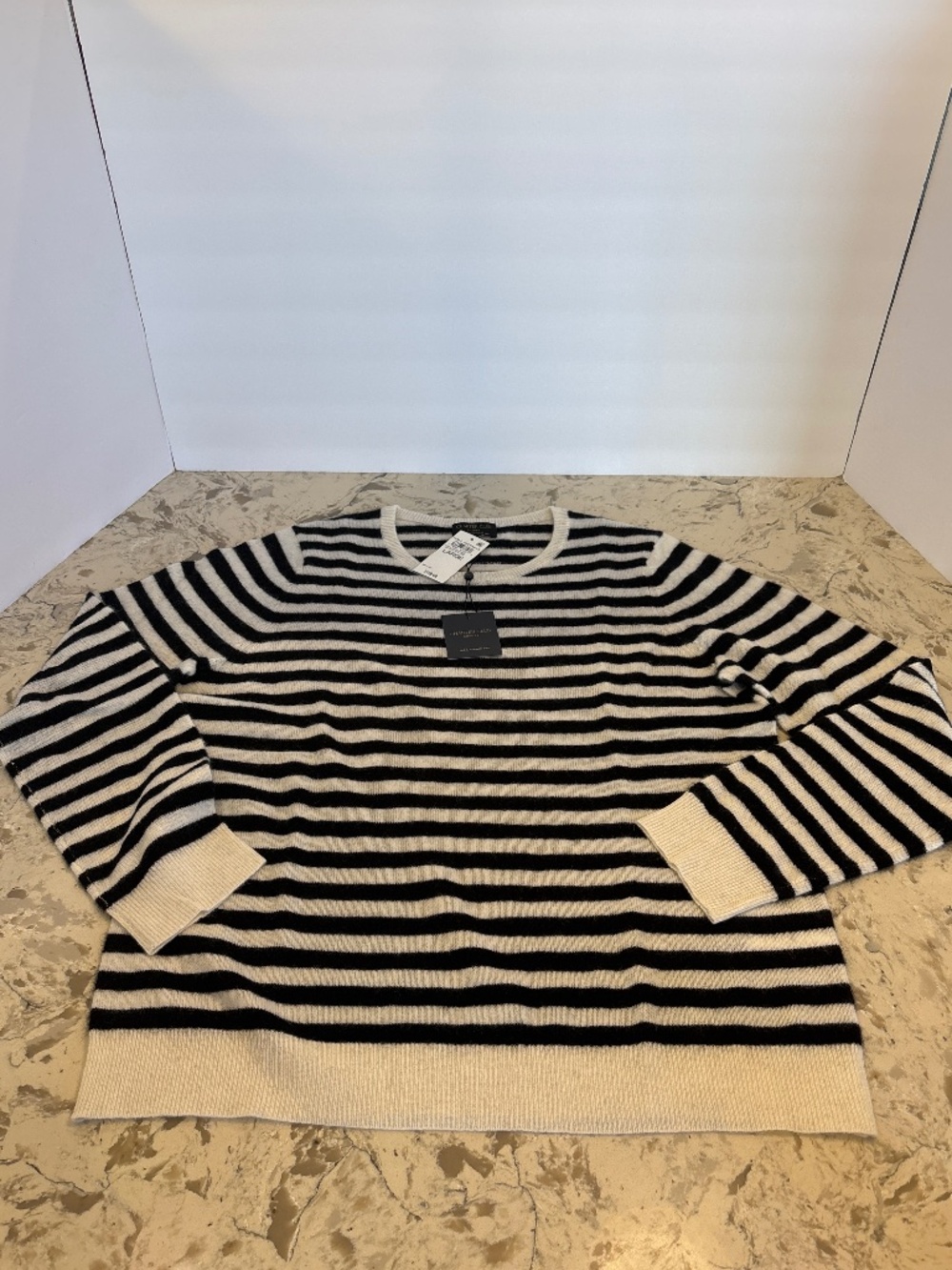 NWT Charter Club 100% Cashmere Striped Crew Neck Sweater Large